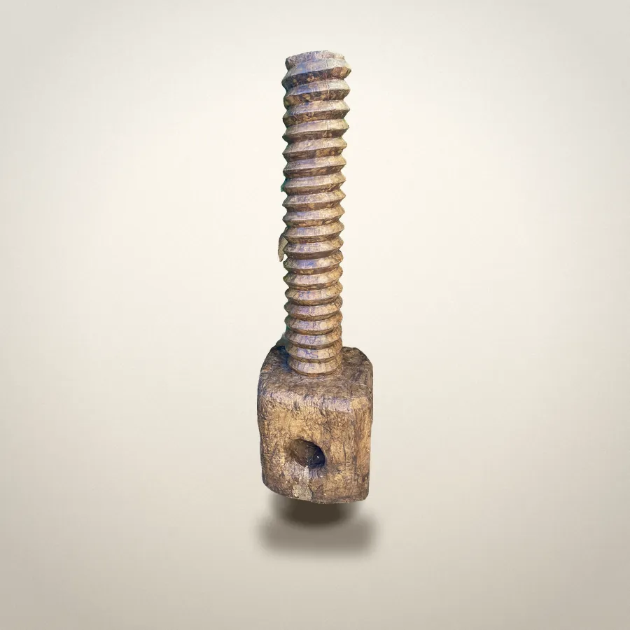 Vis sans fin de pressoir en bois, vers 1800 · H 146 cm